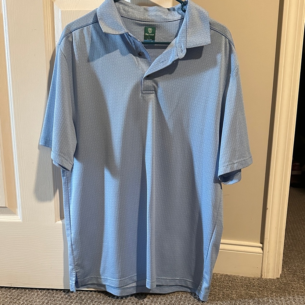 Pro Tour Light Blue Men's Polo Shirt - Performance Short Sleeve